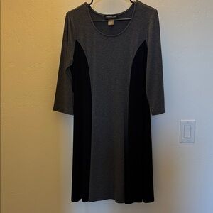 Soft Works Gray and Black A-Line Ponte Dress